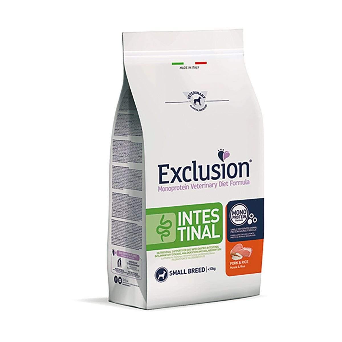 Exclusion Veterinary Diet Formula Intestinal - Maiale e Riso MINI 2kg Exclusion Veterinary Diet Formula Intestinal - Maiale e Riso MINI 2kg